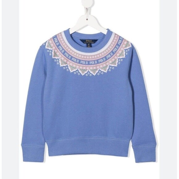 Girls Polo Ralph Lauren Geometric Print Sweatshirt XL Preppy Fair Isle‎ - Picture 1 of 4